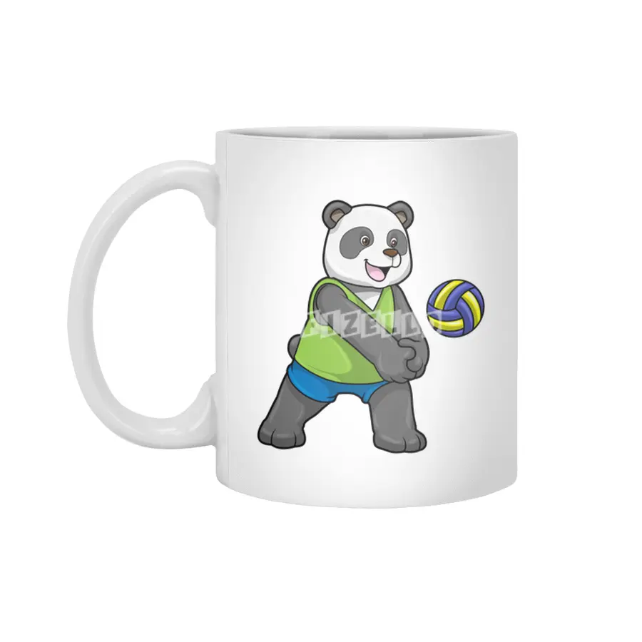 Panda at Sports with Volleyball Beyaz Kupa