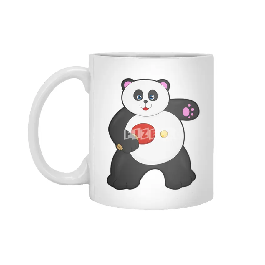 Panda at Table tennis with Table tennis racket Beyaz Kupa