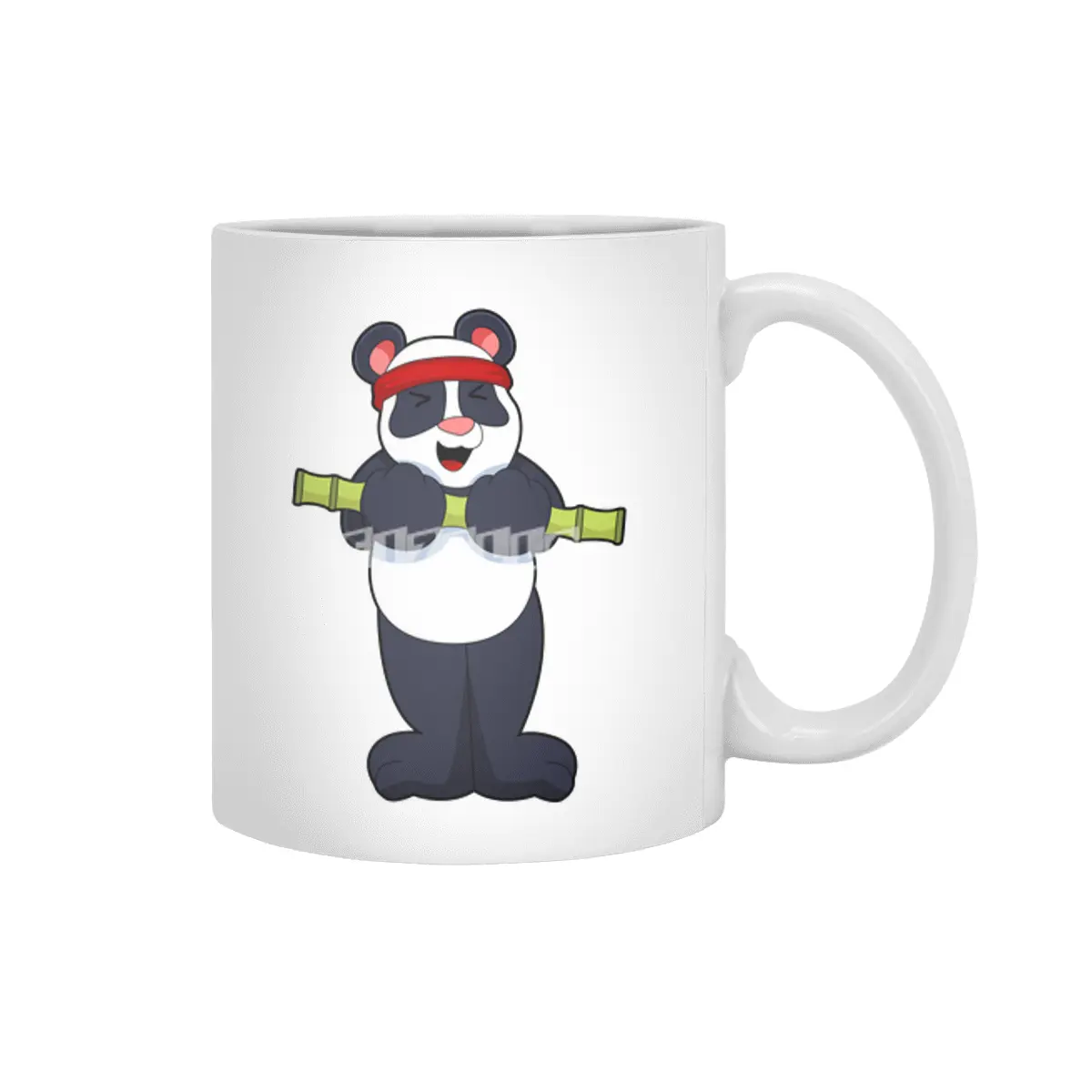 Panda at Work out with Bamboo Weight Beyaz Kupa