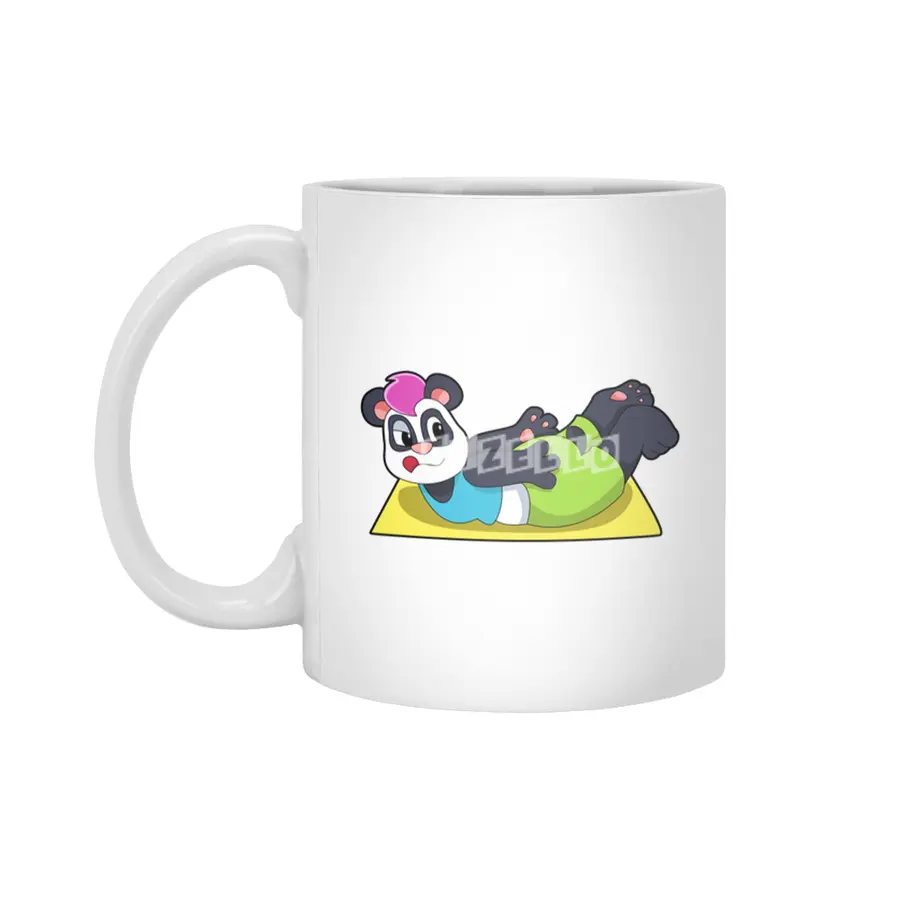 Panda at Yoga on Yoga mat Beyaz Kupa