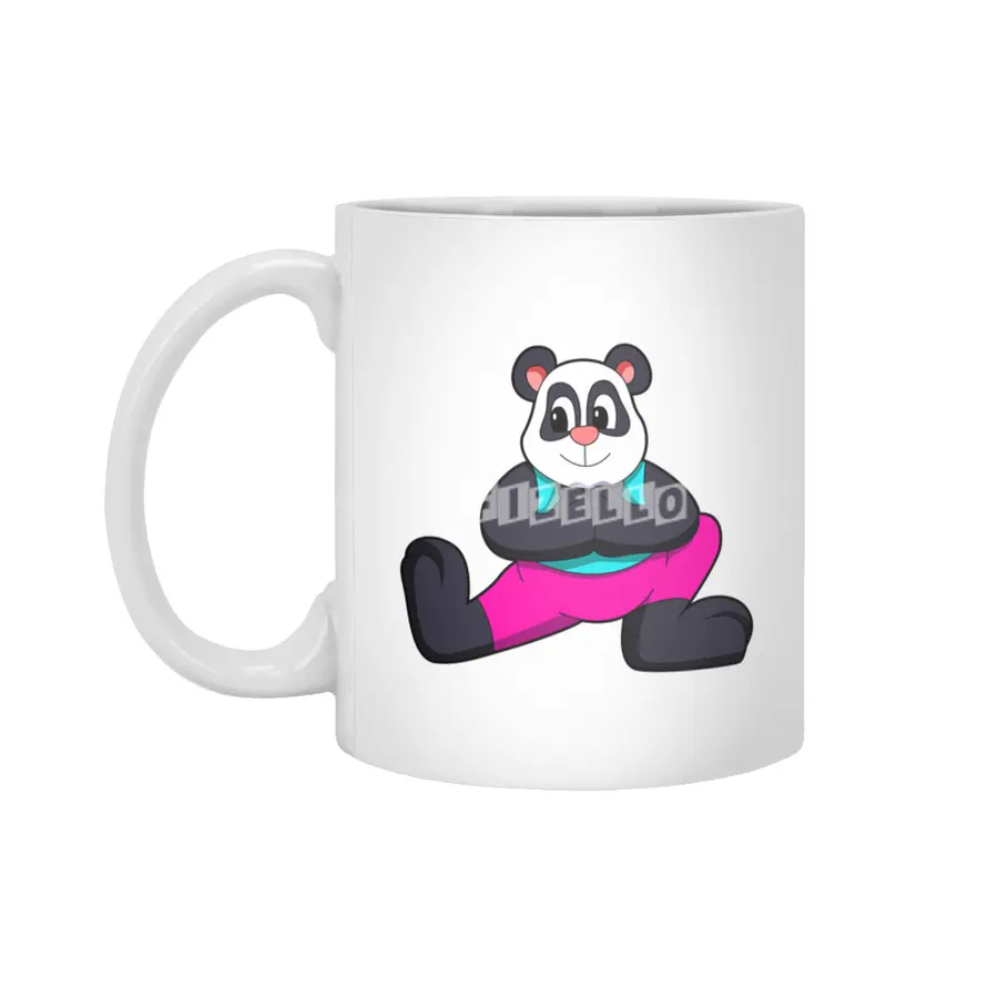 Panda at Yoga stretching exercises Beyaz Kupa