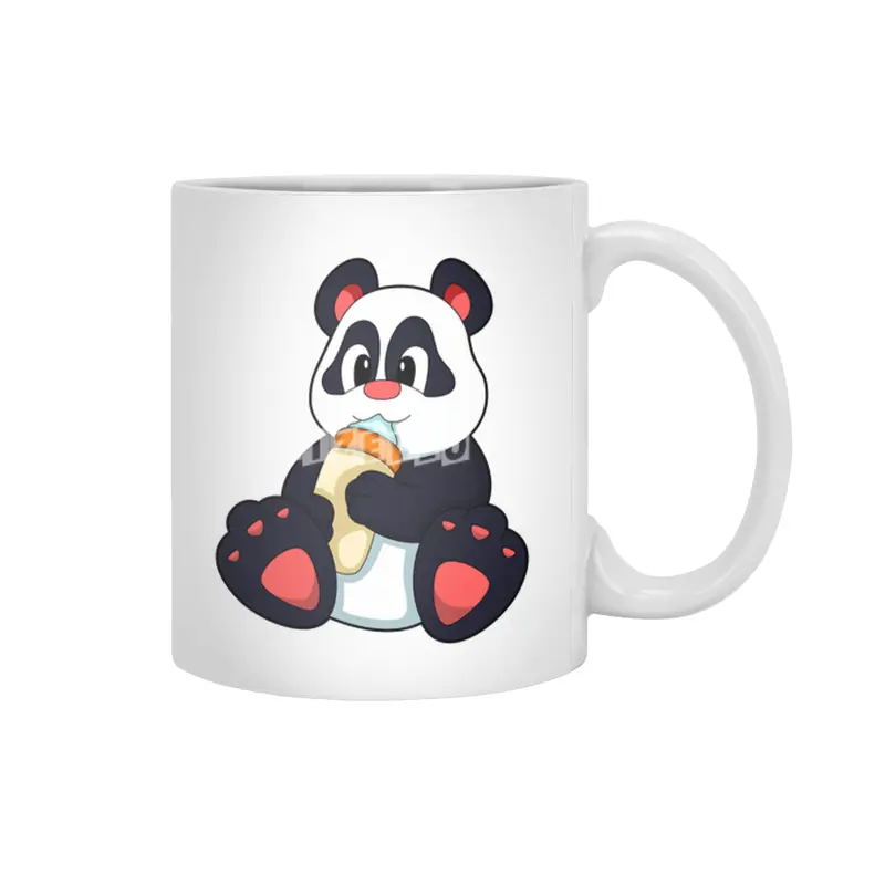 Panda with Baby bottle with Milk Beyaz Kupa