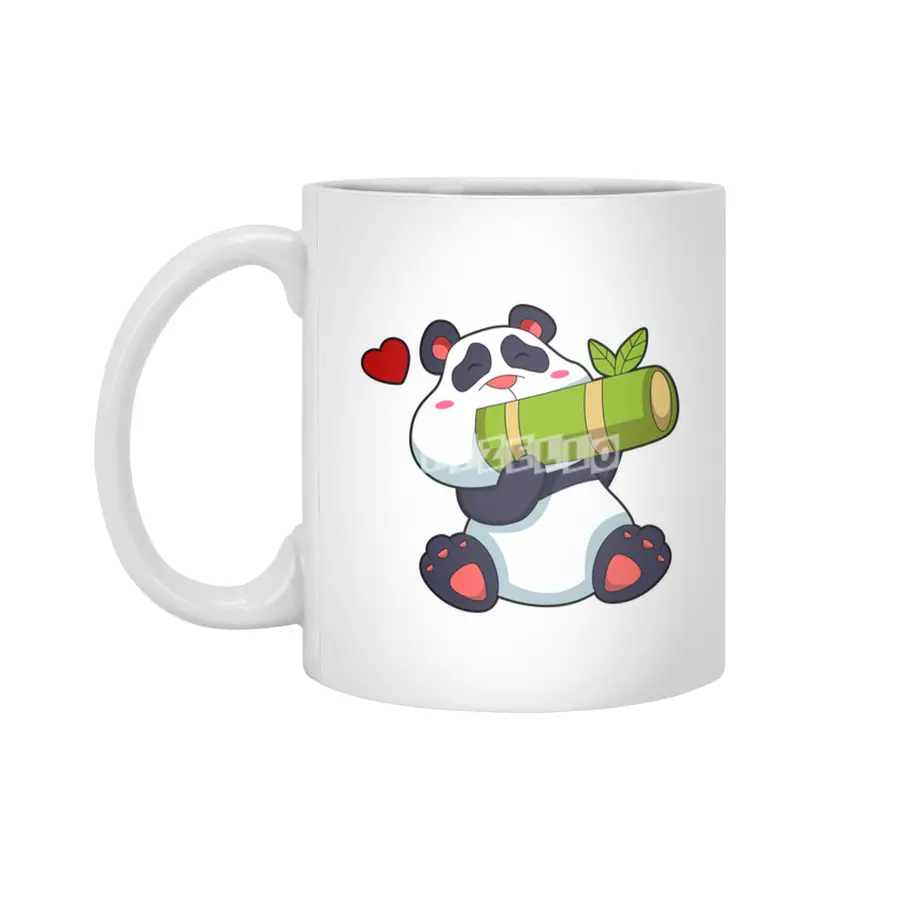 Panda with Bamboo & Heart Beyaz Kupa