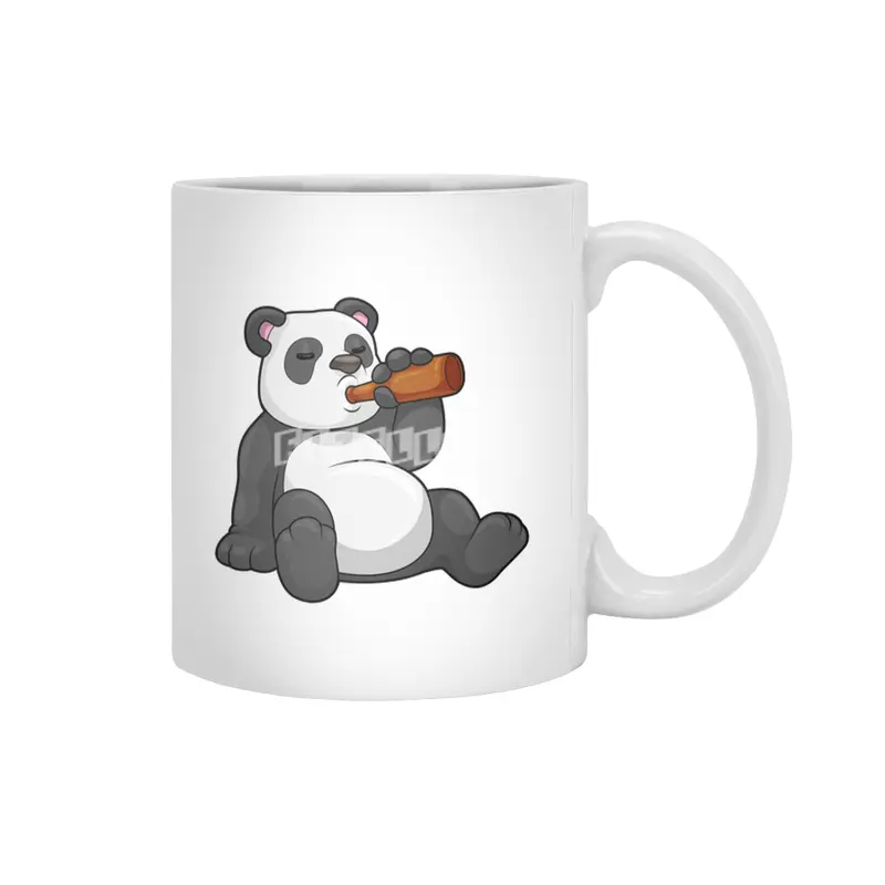 Panda with Bottle of Beer Beyaz Kupa