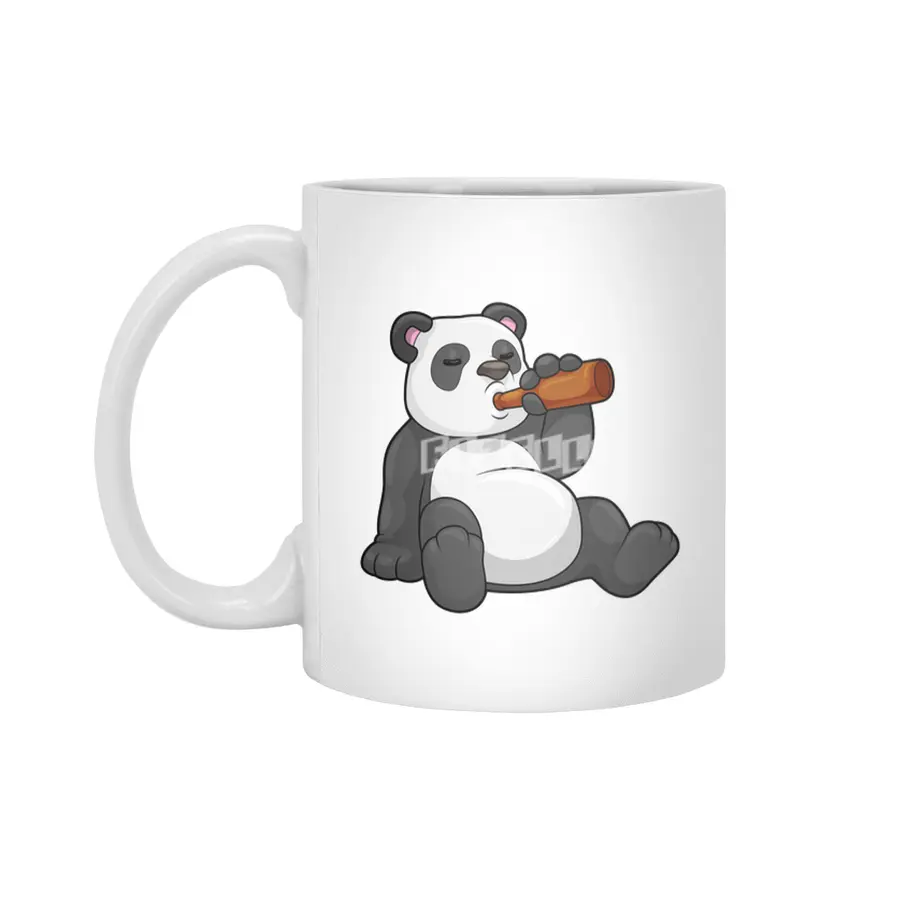Panda with Bottle of Beer Beyaz Kupa
