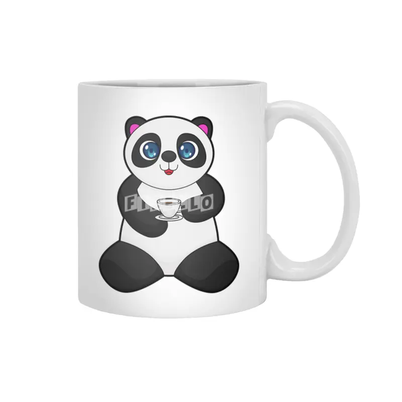Panda with Cup of Coffee Beyaz Kupa