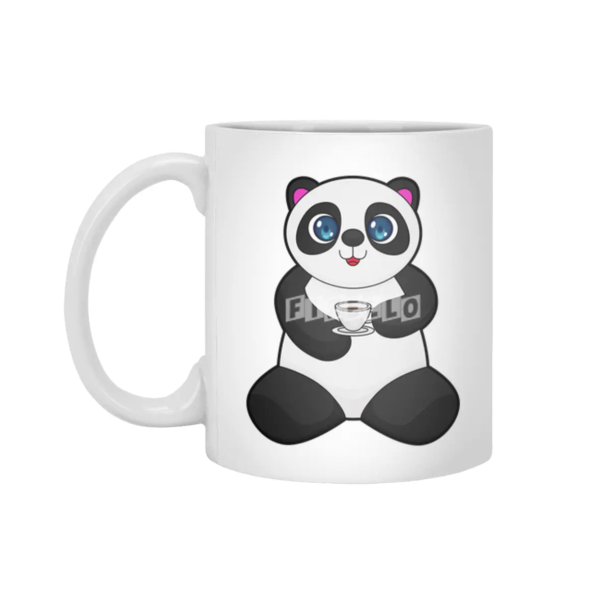 Panda with Cup of Coffee Beyaz Kupa