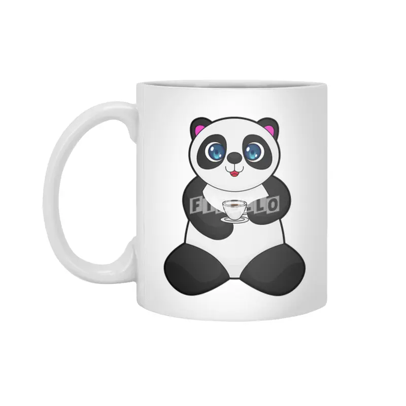 Panda with Cup of Coffee Beyaz Kupa