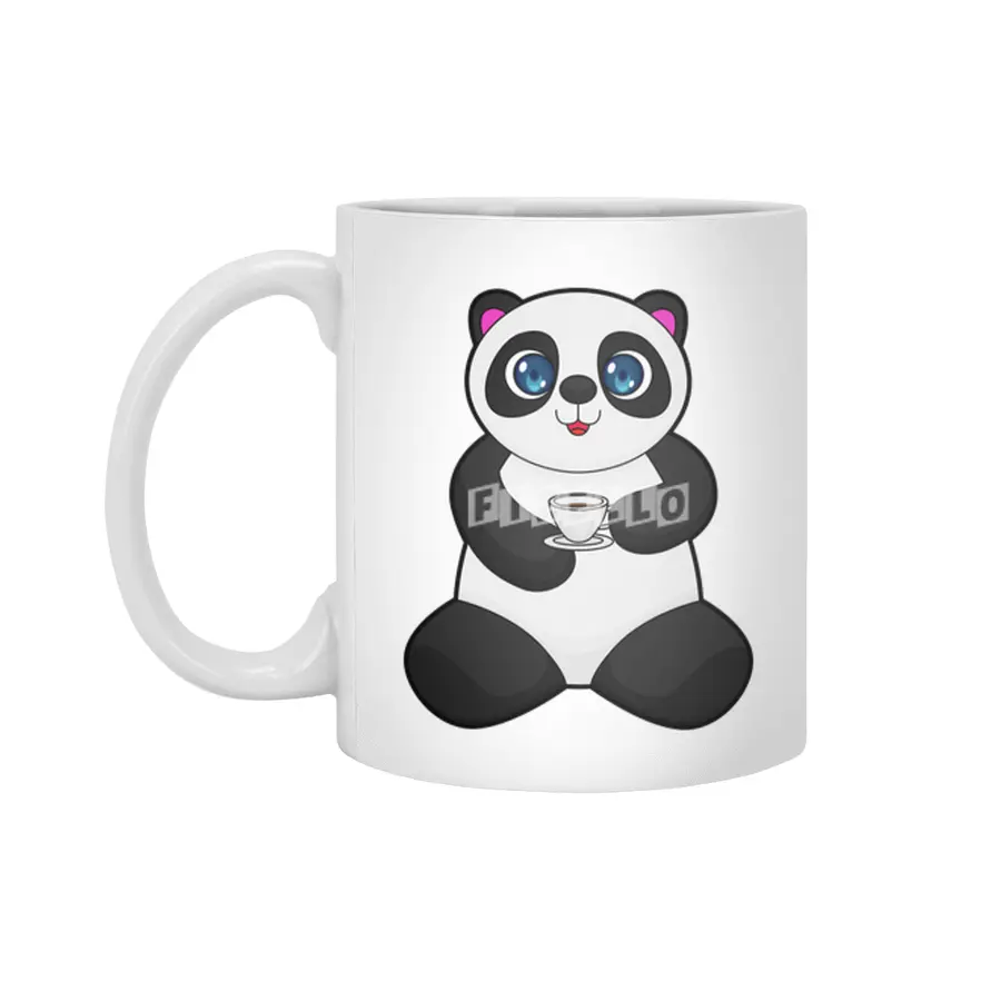 Panda with Cup of Coffee Beyaz Kupa