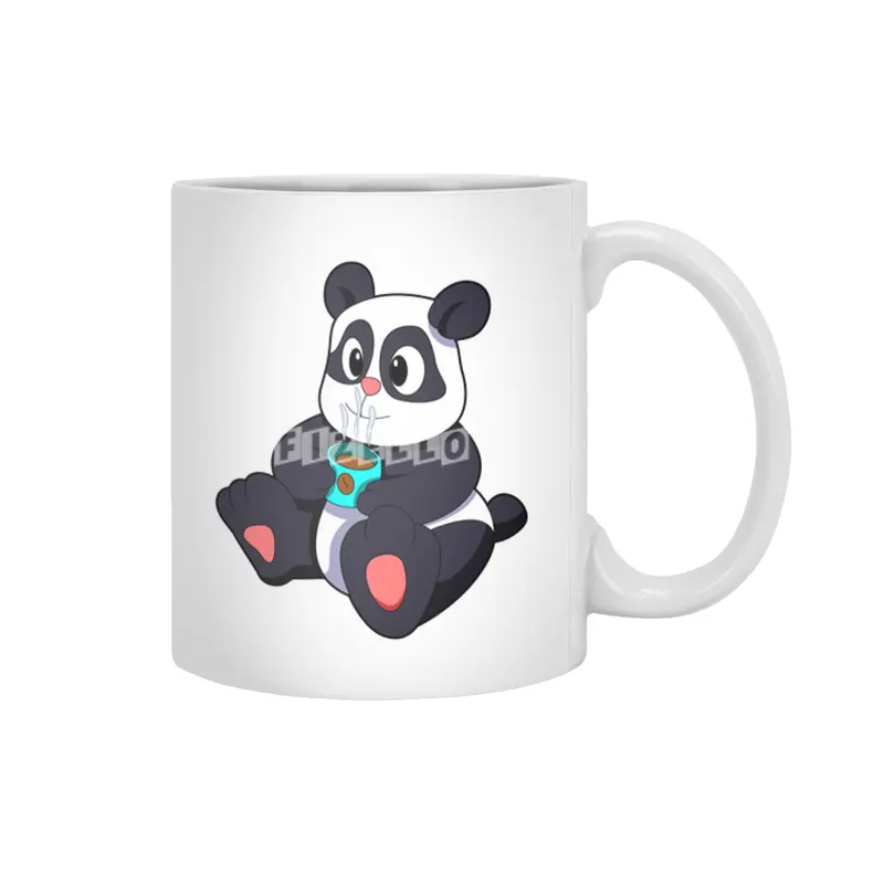 Panda with Cup of Coffee Beyaz Kupa