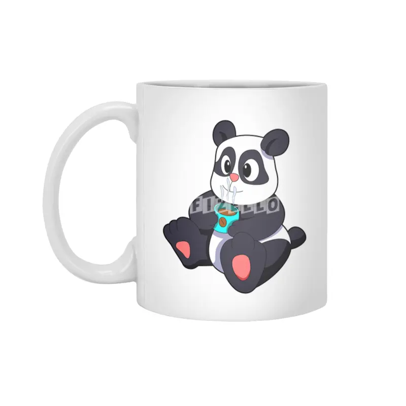 Panda with Cup of Coffee Beyaz Kupa