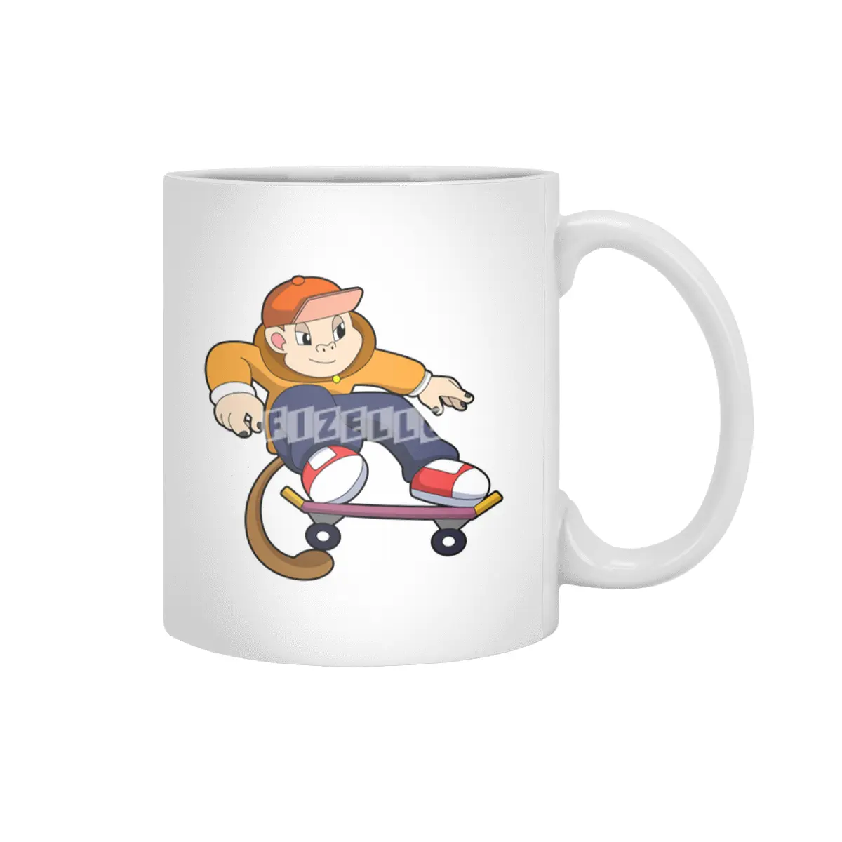 Monkey as Skater with Skateboard Beyaz Kupa