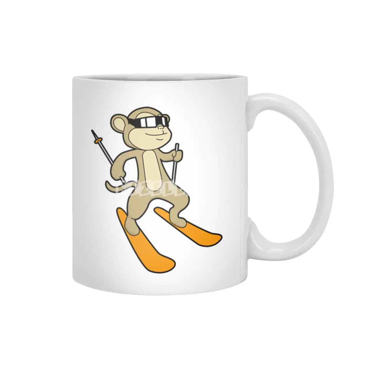 Monkey as Skier with Ski Beyaz Kupa