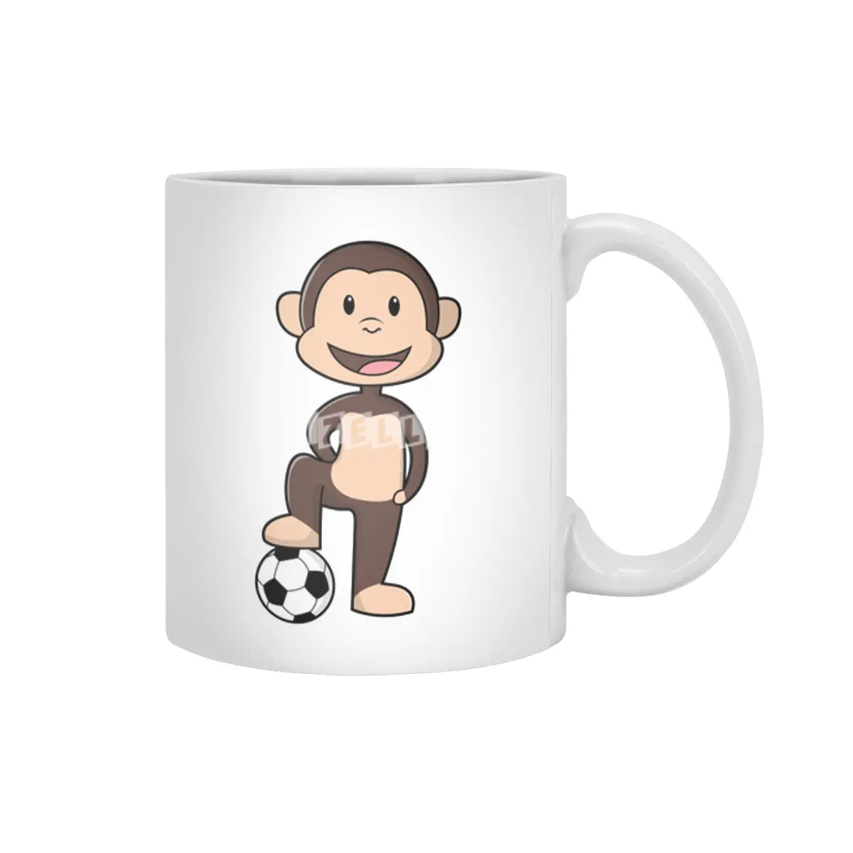 Monkey as Soccer player with Soccer ball Beyaz Kupa