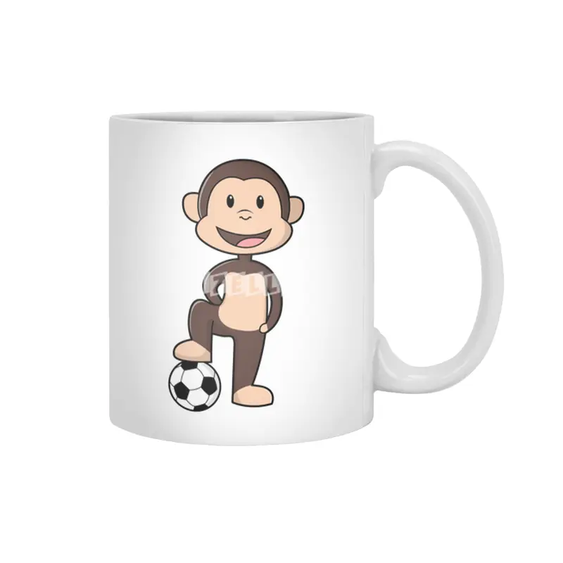 Monkey as Soccer player with Soccer ball Beyaz Kupa