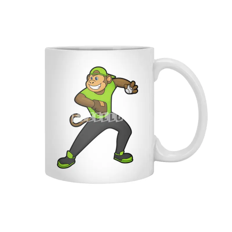 Monkey at Baseball with Baseball bat Beyaz Kupa