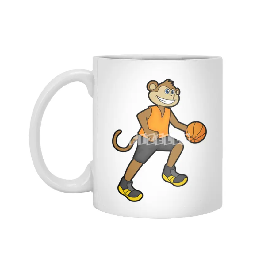 Monkey at Basketball Sports Beyaz Kupa
