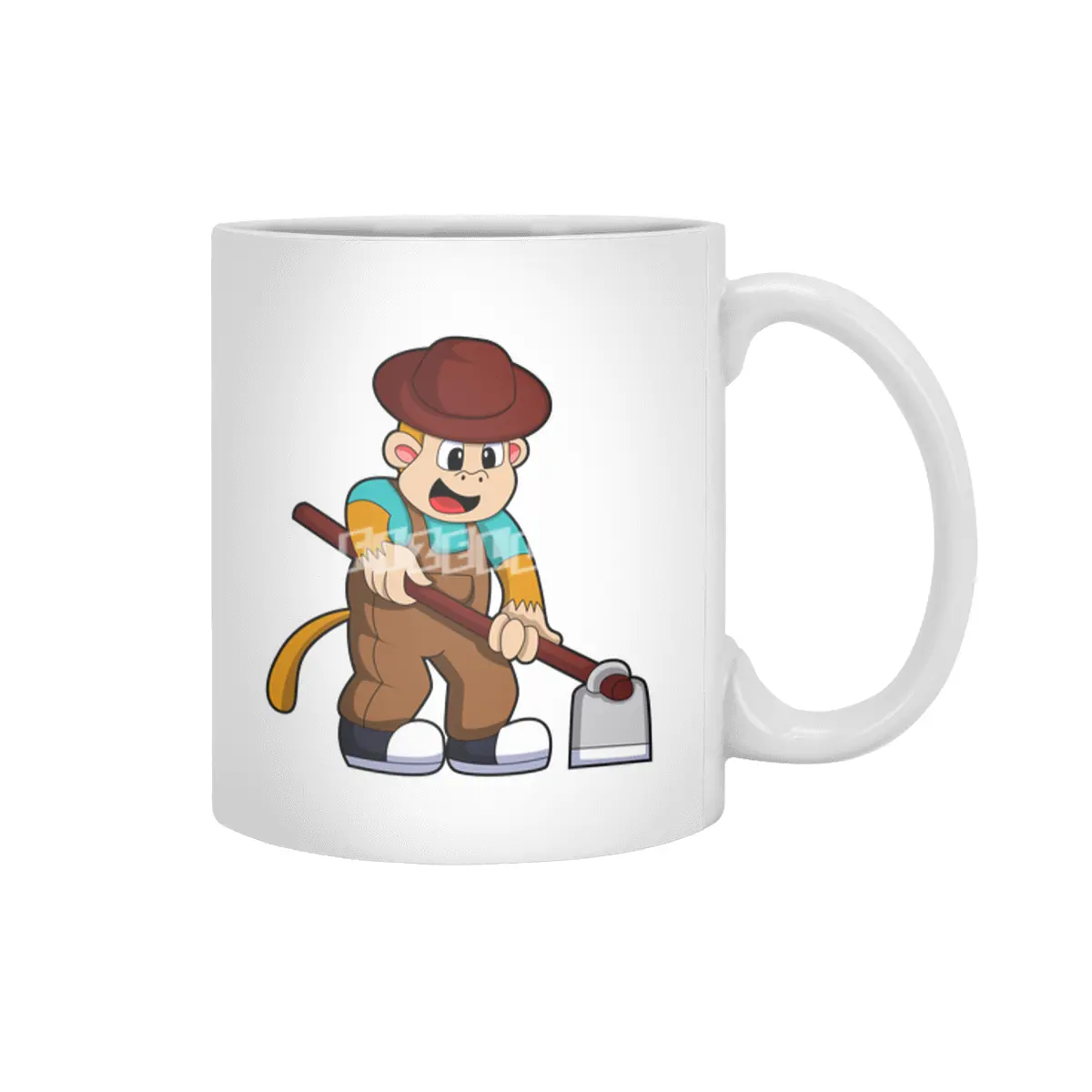 Monkey at Farmer with Rake Beyaz Kupa