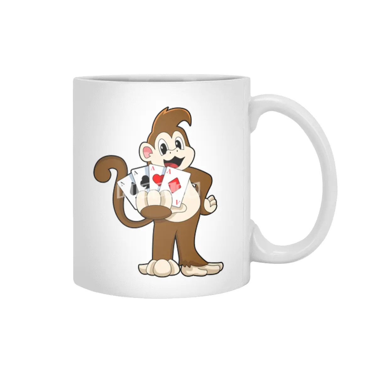 Monkey at Poker with Poker cards Beyaz Kupa