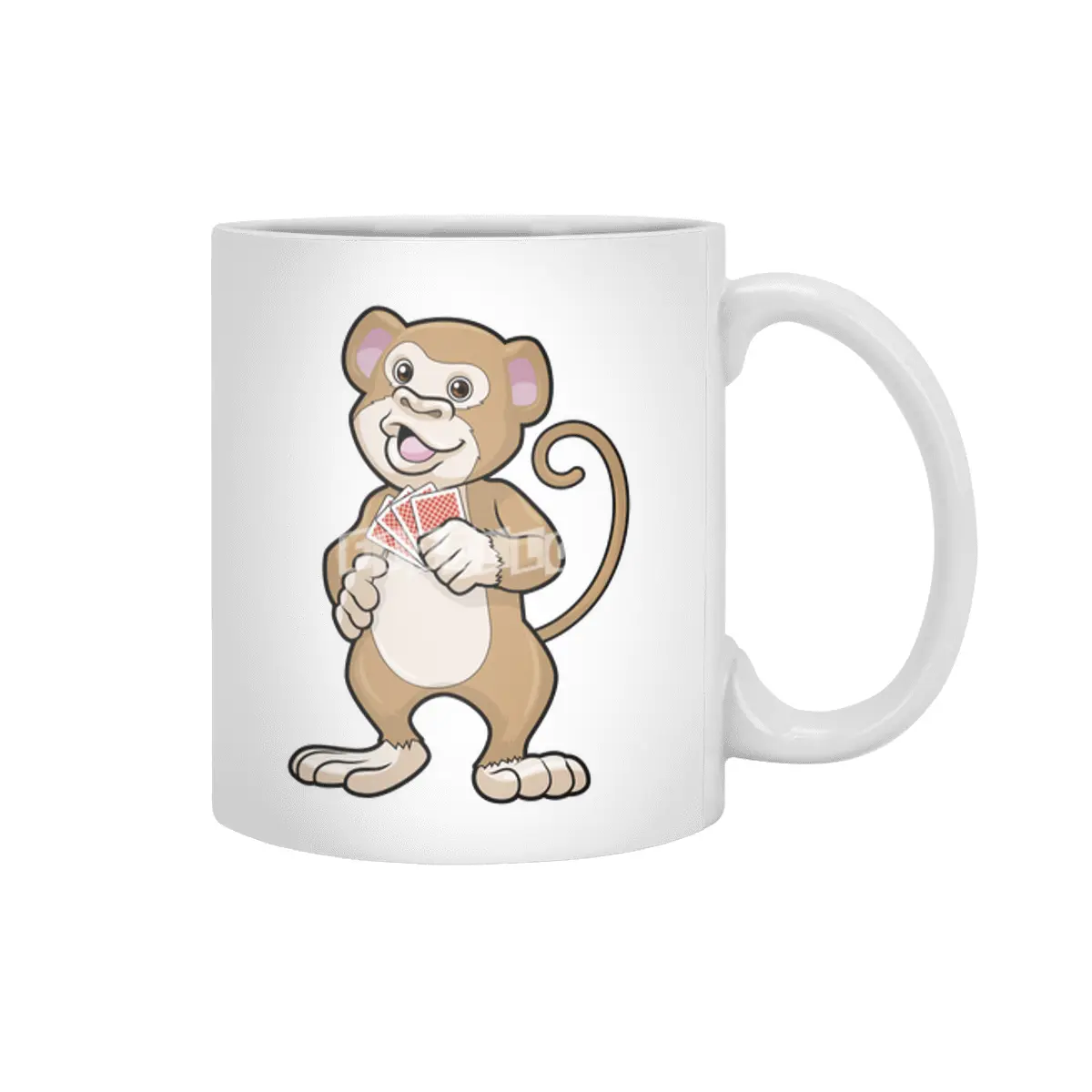 Monkey at Poker with Poker cards Beyaz Kupa