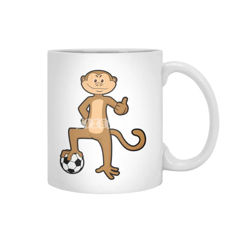 Monkey at Sports with Soccer ball Beyaz Kupa
