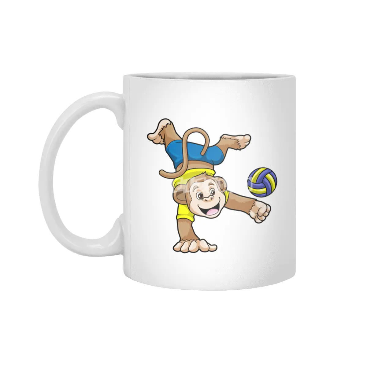 Monkey at Sports with Volleyball Beyaz Kupa