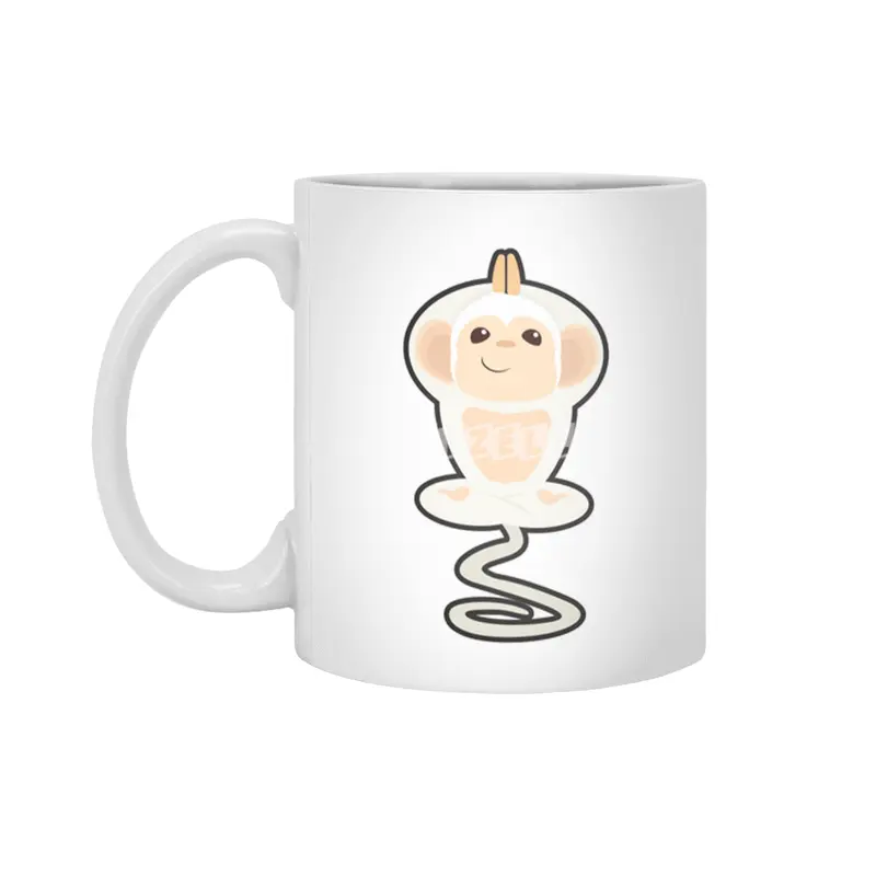 Monkey at Yoga Stretching exercises in standing Beyaz Kupa