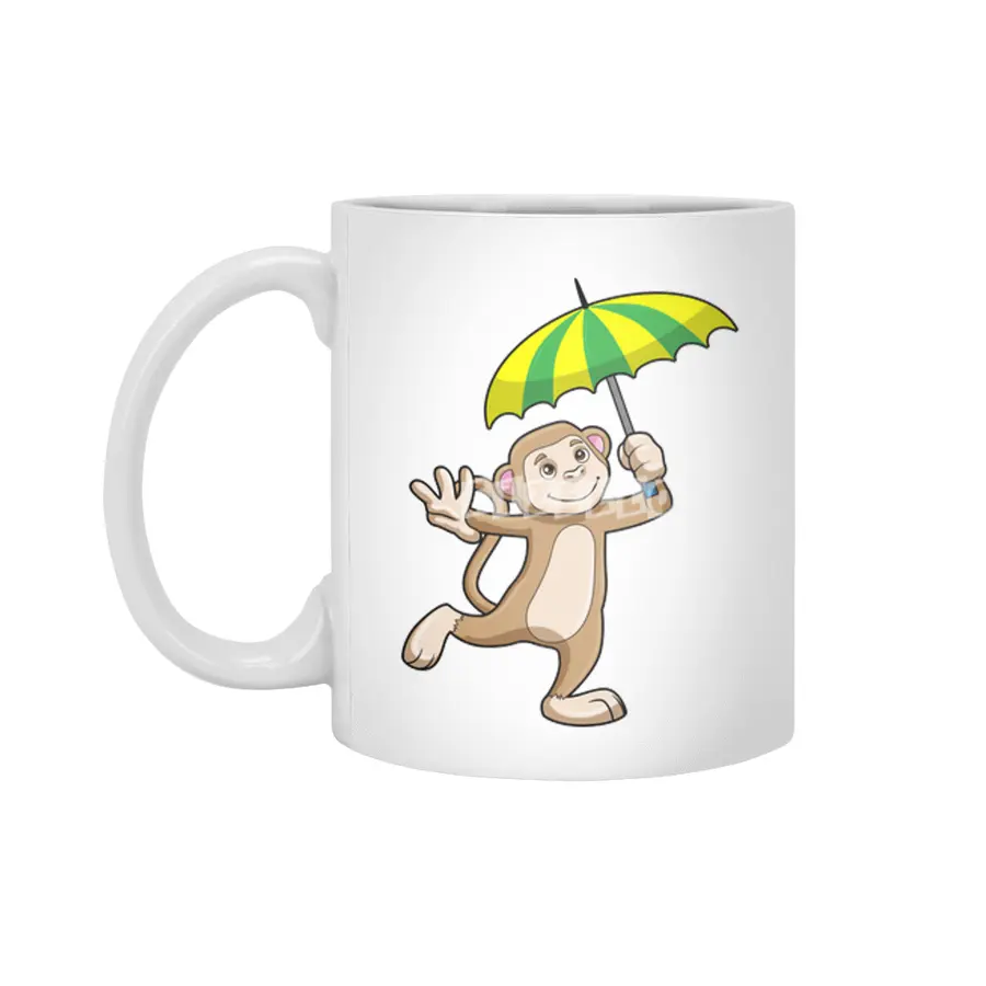 Monkey Rain Umbrella Beyaz Kupa