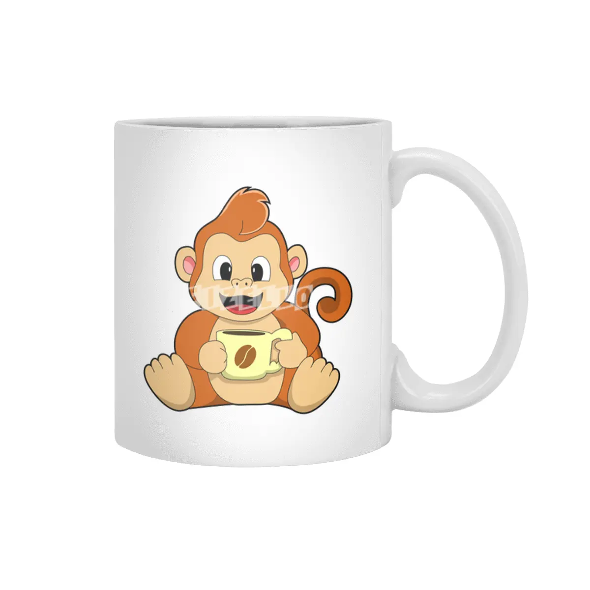 Monkey with Cup of Coffee Beyaz Kupa