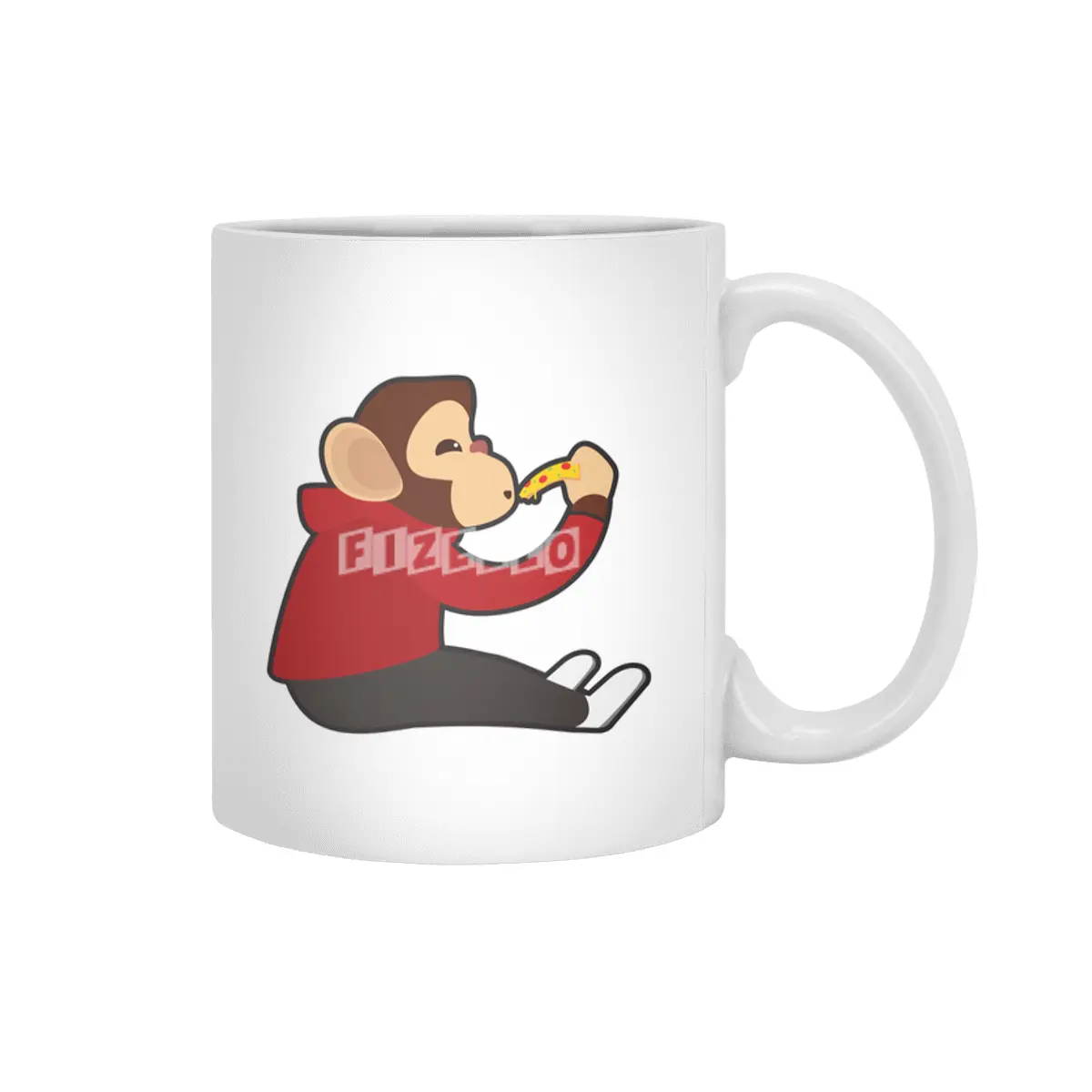 Monkey with Piece of Pizza Beyaz Kupa