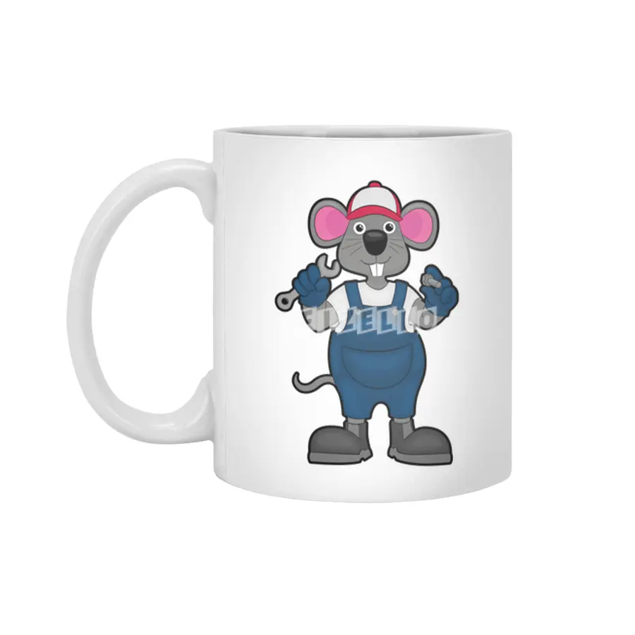 Mouse as Mechanic with Screw & Spanner Beyaz Kupa