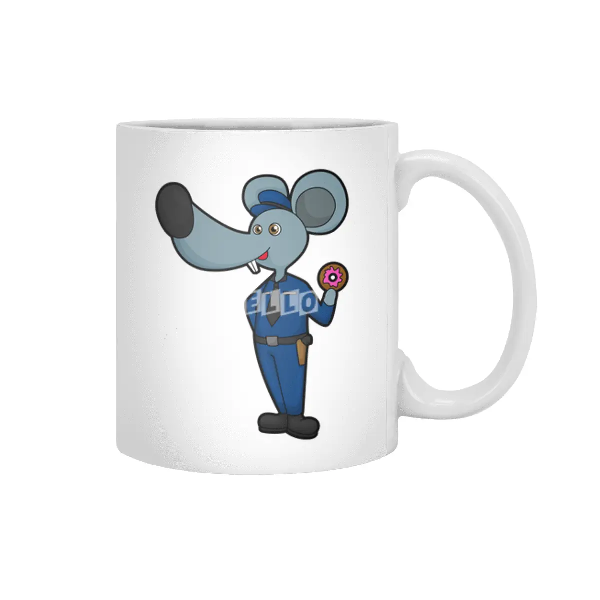 Mouse as Police officer with Donut Beyaz Kupa