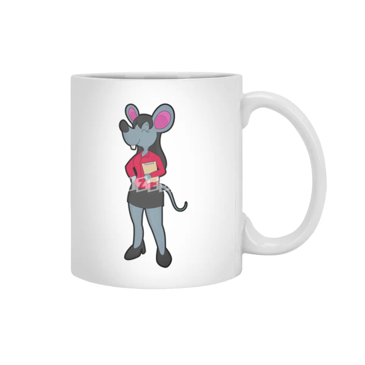 Mouse as Secretary with Notepad Beyaz Kupa