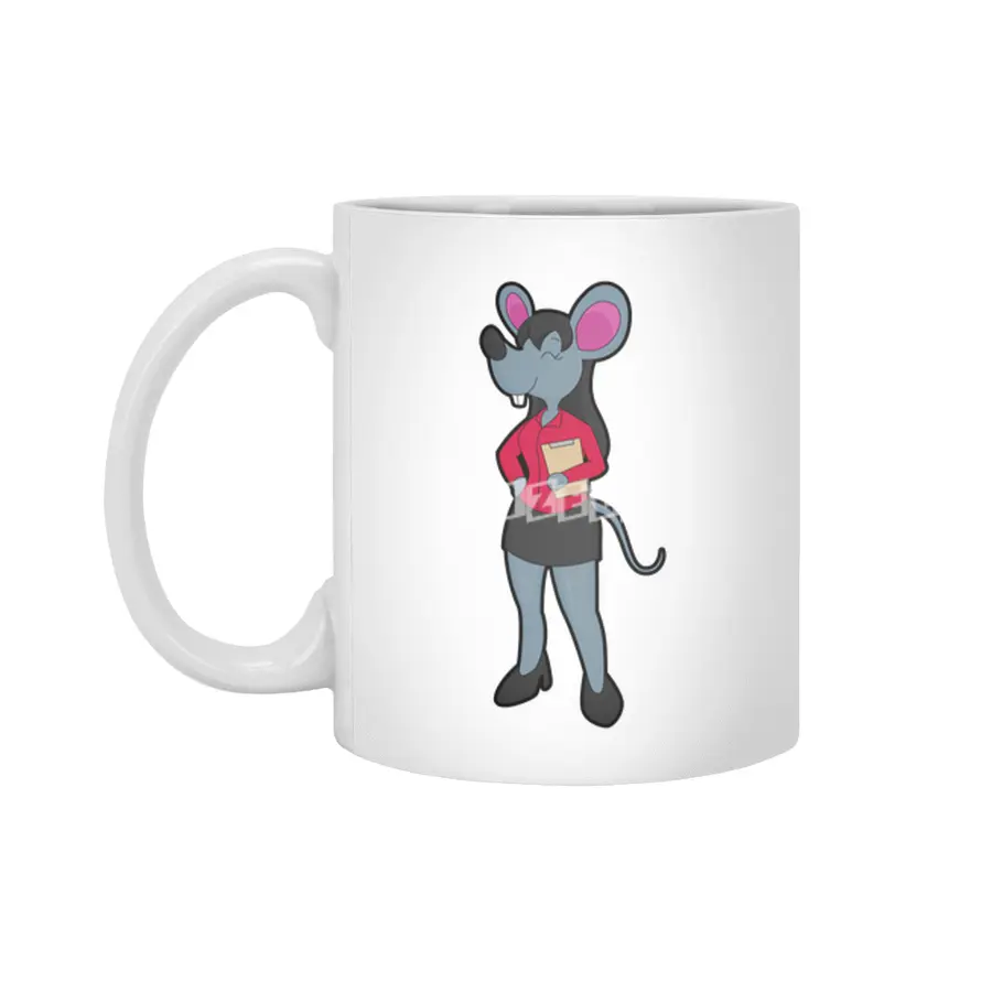 Mouse as Secretary with Notepad Beyaz Kupa