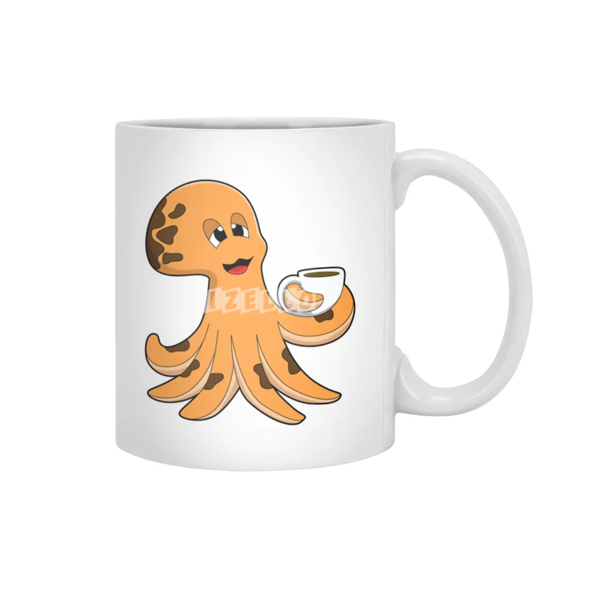 Octopus with Cup of Coffee Beyaz Kupa