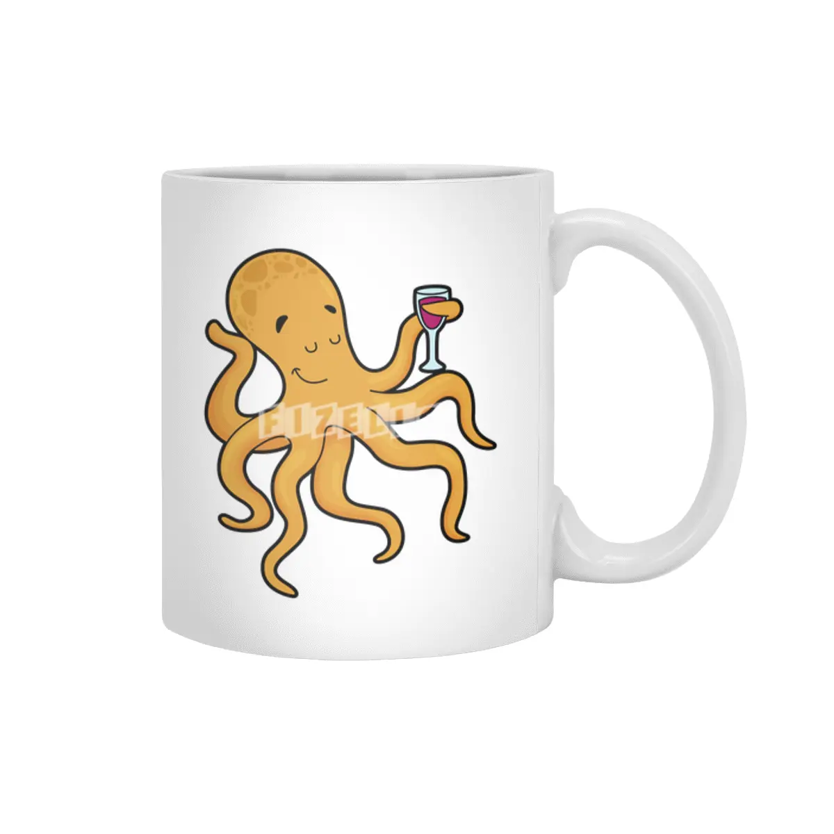 Octopus with Glass of Juice Beyaz Kupa