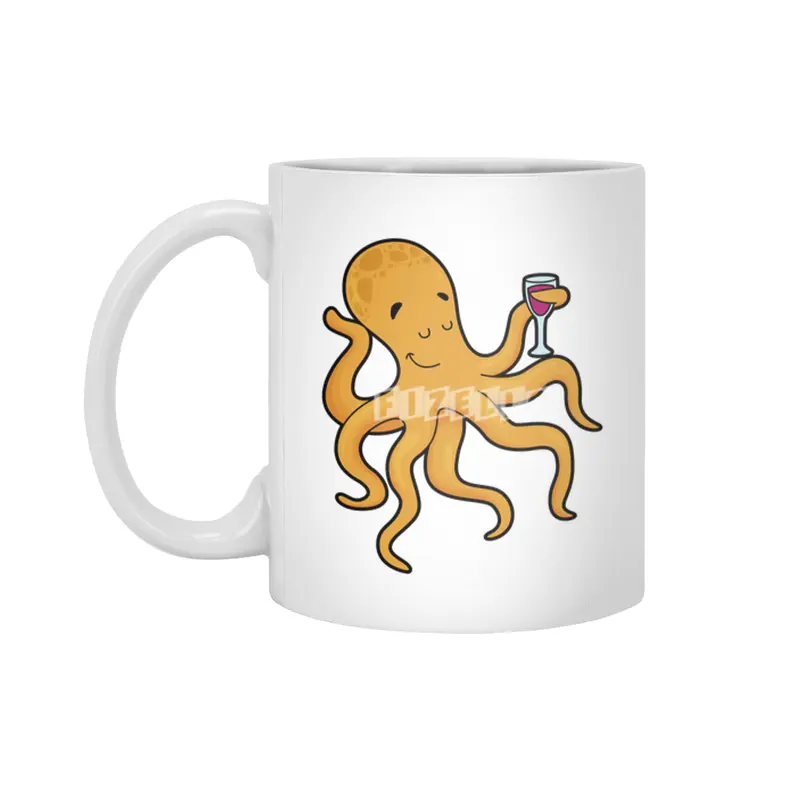 Octopus with Glass of Juice Beyaz Kupa