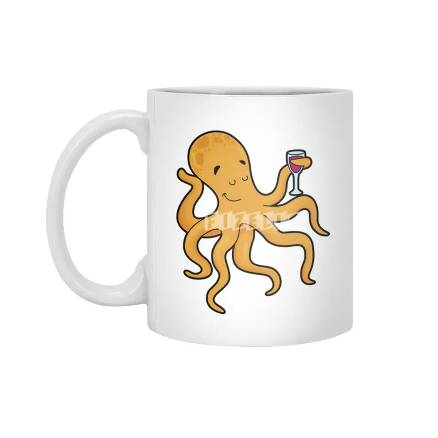 Octopus with Glass of Juice Beyaz Kupa