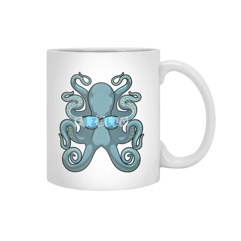 Octopus with Sunglasses Beyaz Kupa