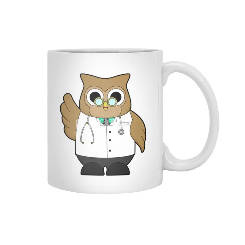 Owl as Doctor with Stetoscope Beyaz Kupa
