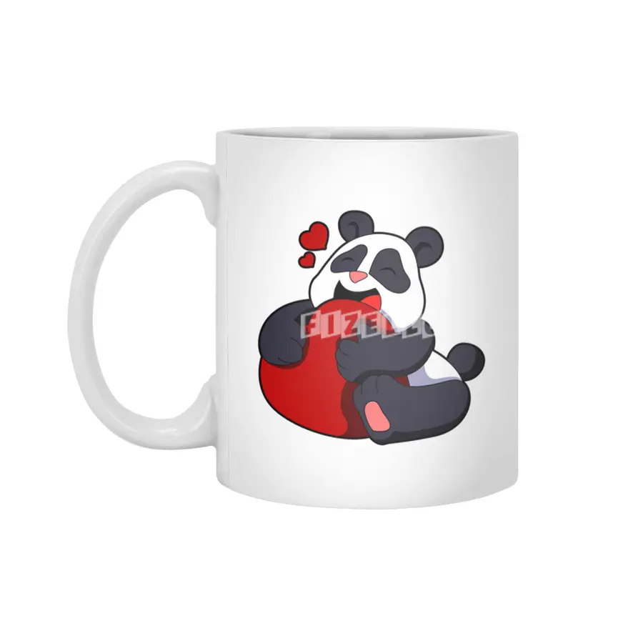 Panda - Love with Heart Beyaz Kupa