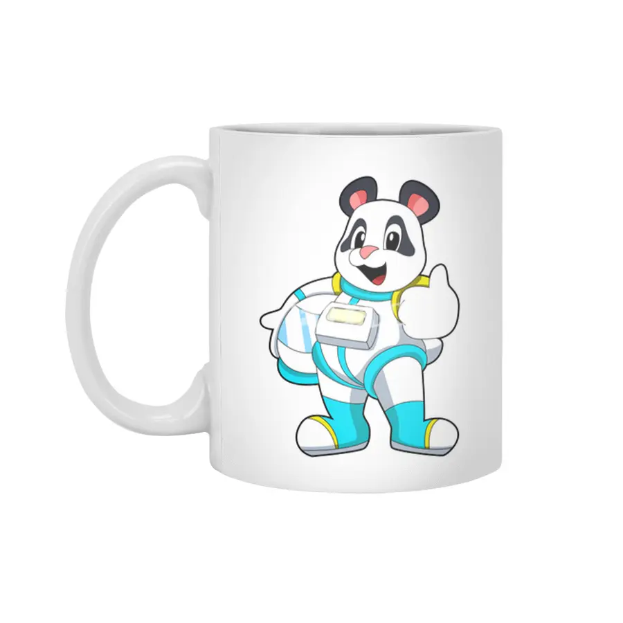 Panda as Astronaut with Costume Beyaz Kupa