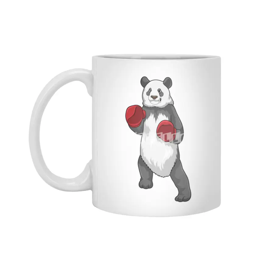Panda as Boxer with Boxing gloves Beyaz Kupa
