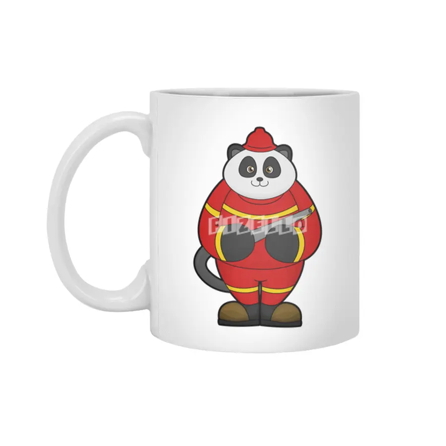 Panda as Firefighter with Hose Beyaz Kupa