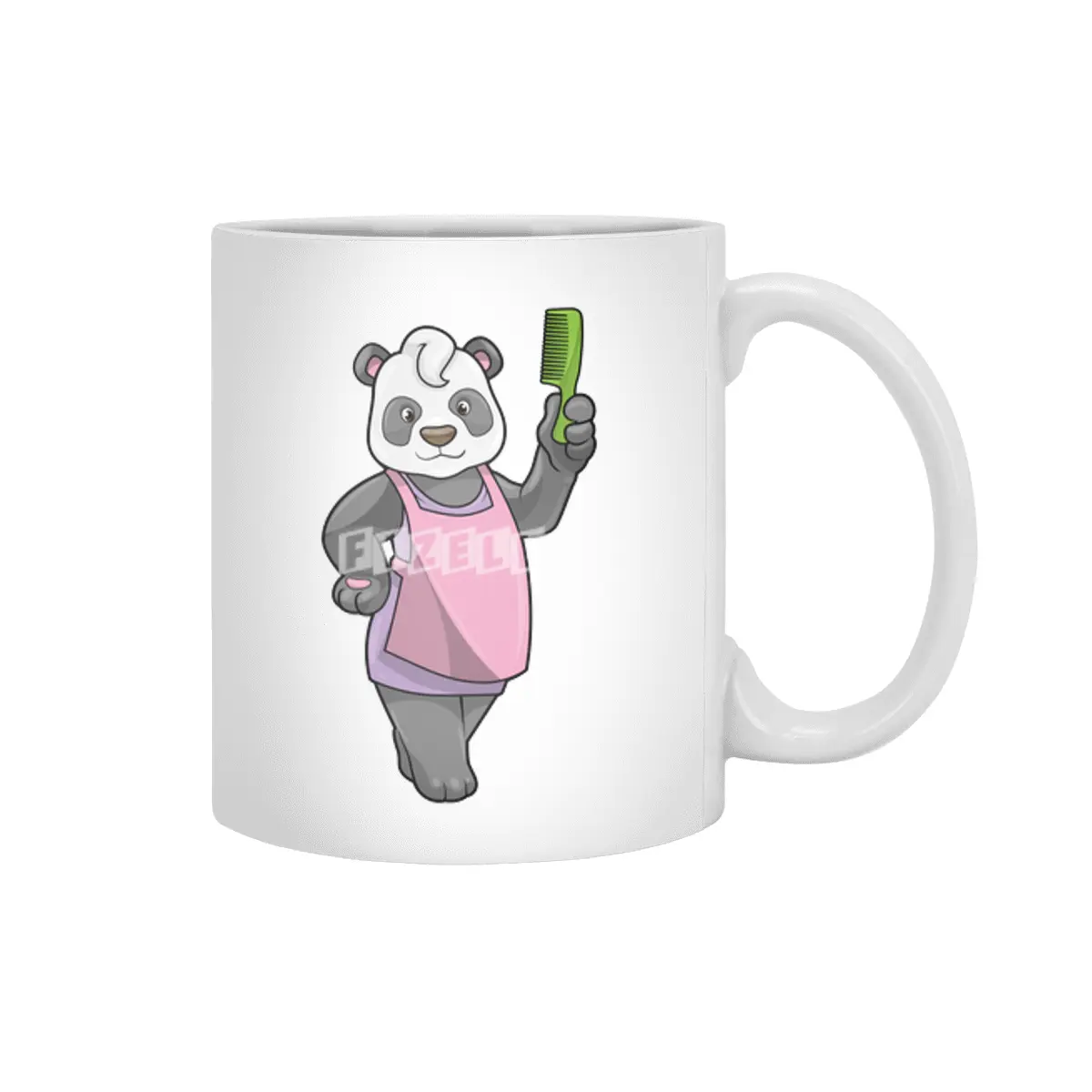 Panda as Hairdresser with Comb Beyaz Kupa