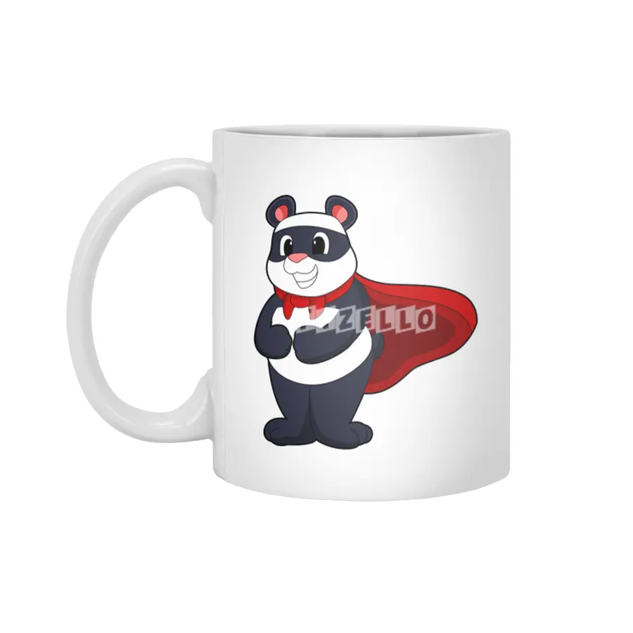 Panda as Hero with Mask & Cape Beyaz Kupa