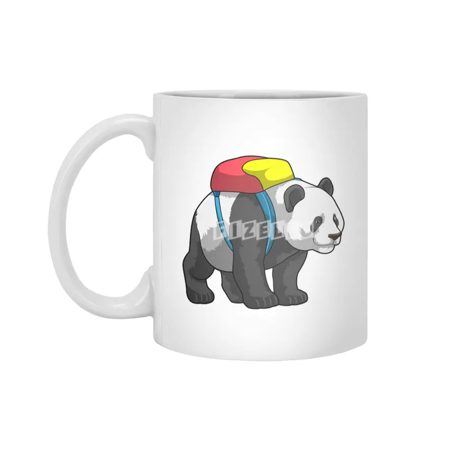 Panda as Hiker with Backpack Beyaz Kupa