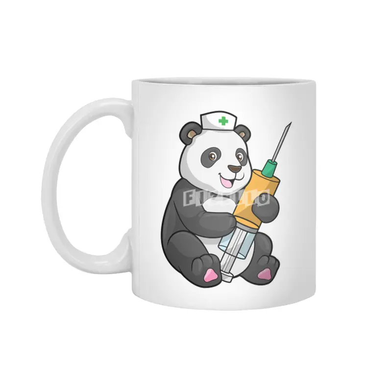 Panda as Nurse with Syringe Beyaz Kupa