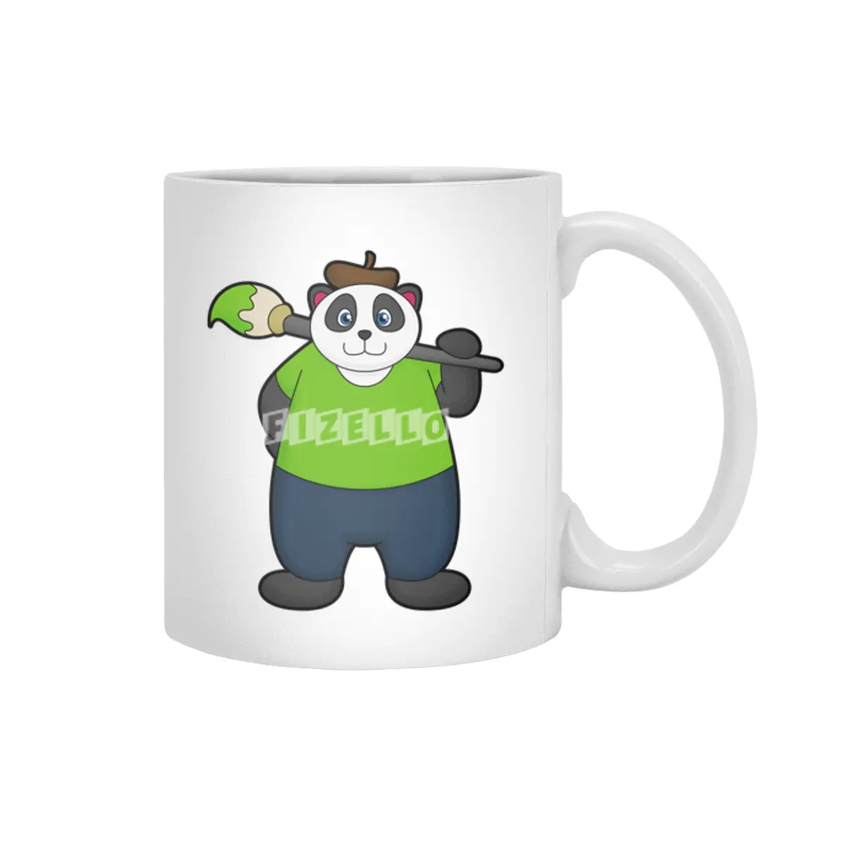 Panda as Painter with Paintbrush Beyaz Kupa