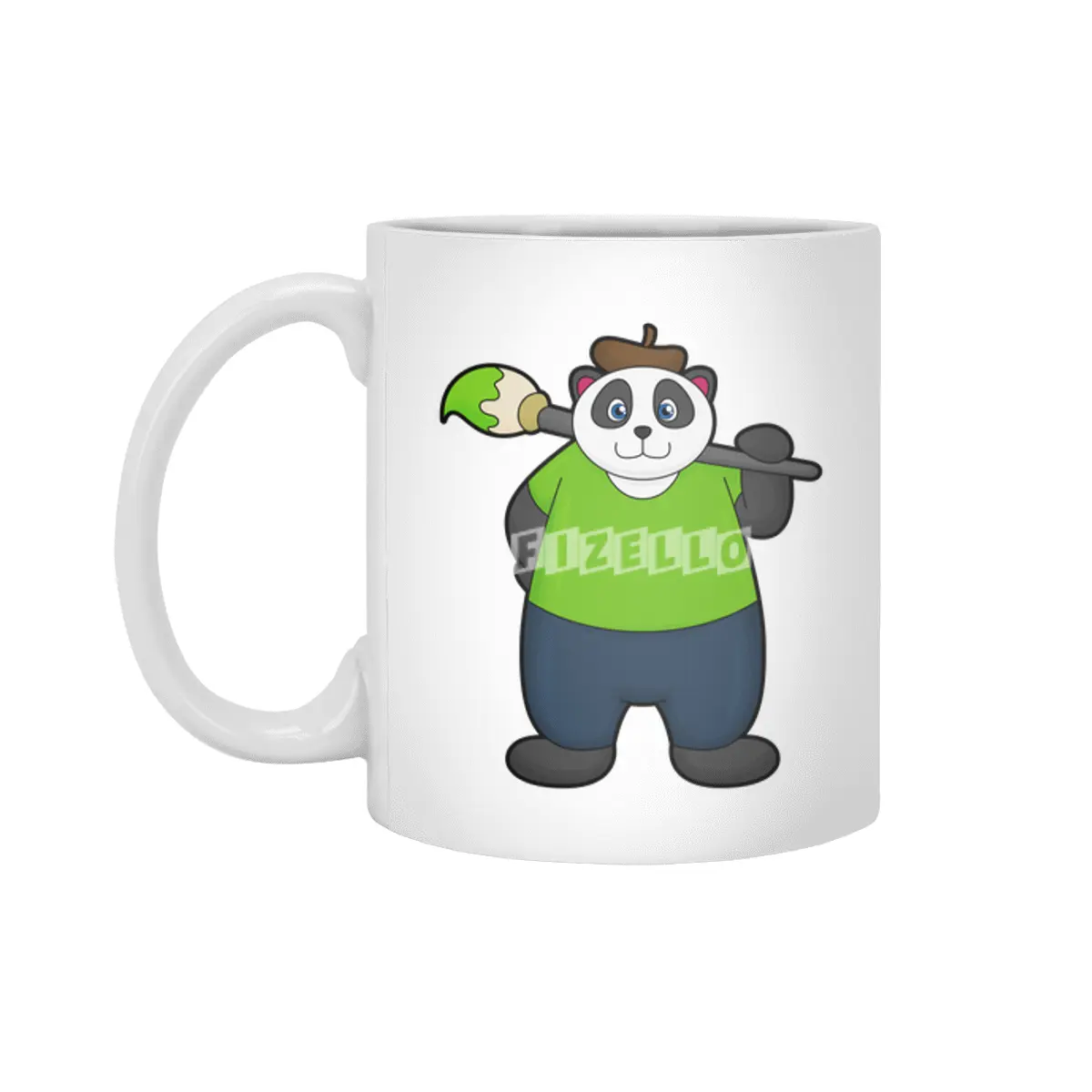 Panda as Painter with Paintbrush Beyaz Kupa
